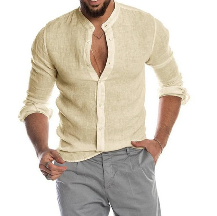 Ademend linnen shirt met korte mouwen 4