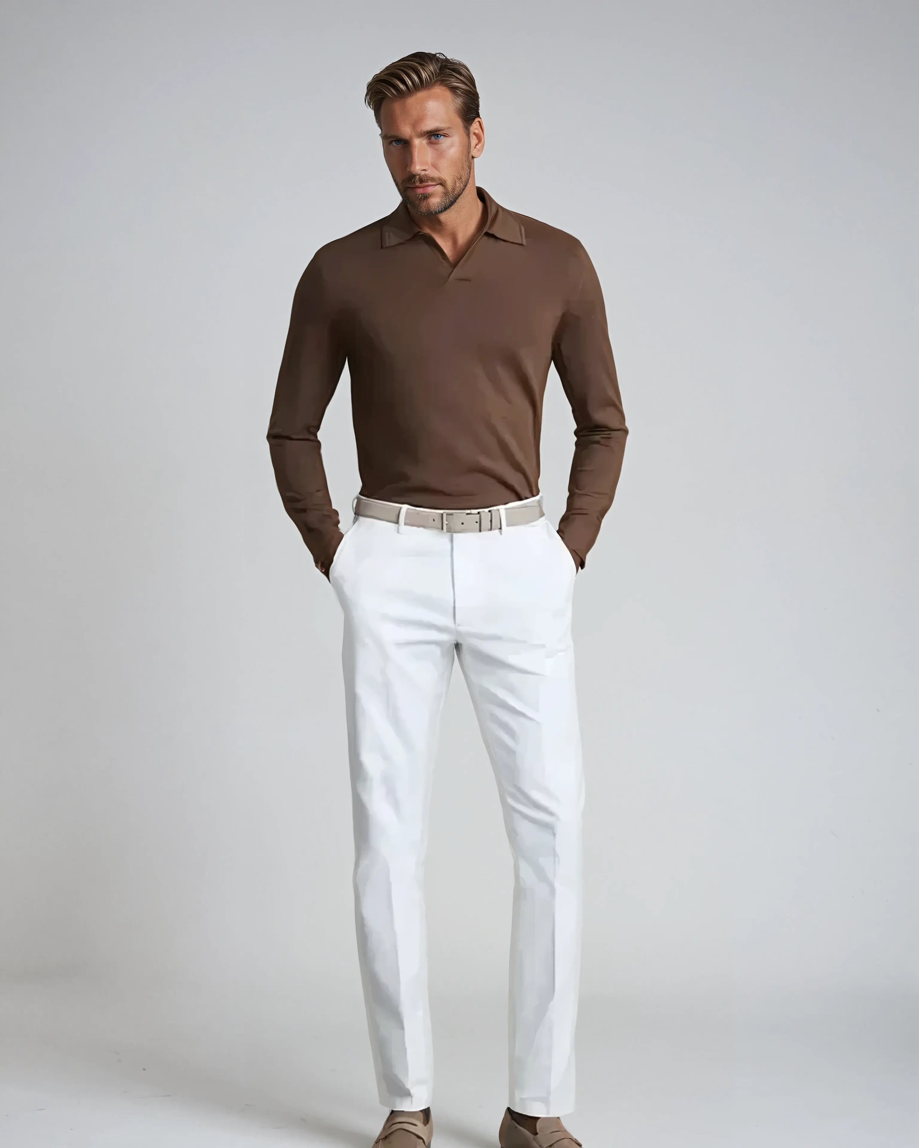 Armand - Minimalistisch katoen met lange mouwen polo 2