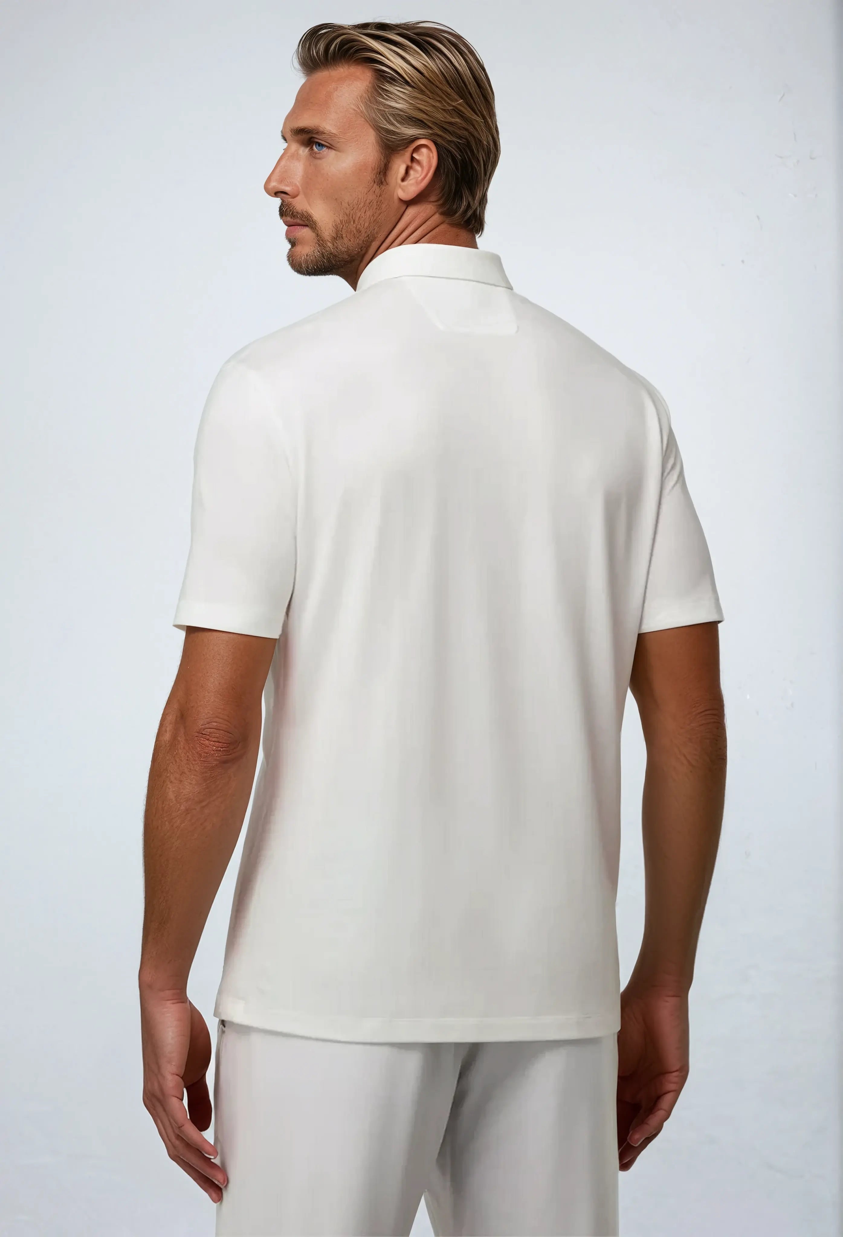 Clarence - White Zipper Polo Shirt 2