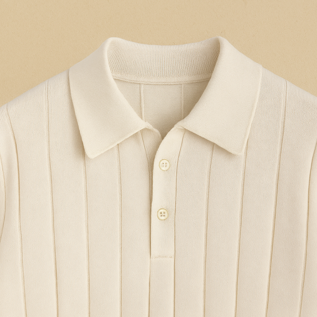 Elegant geribbeld gebreide poloshirt 2