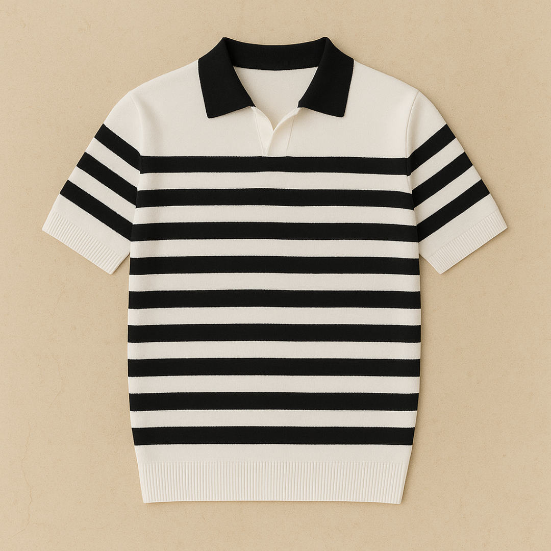 Elegant gestreepte gebreide poloshirt 2