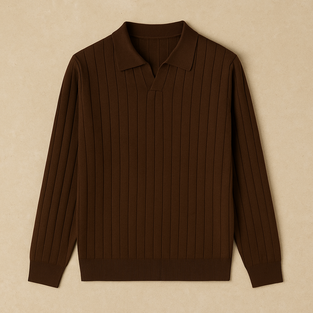 Elegante gebreide polo met lange mouwen 2