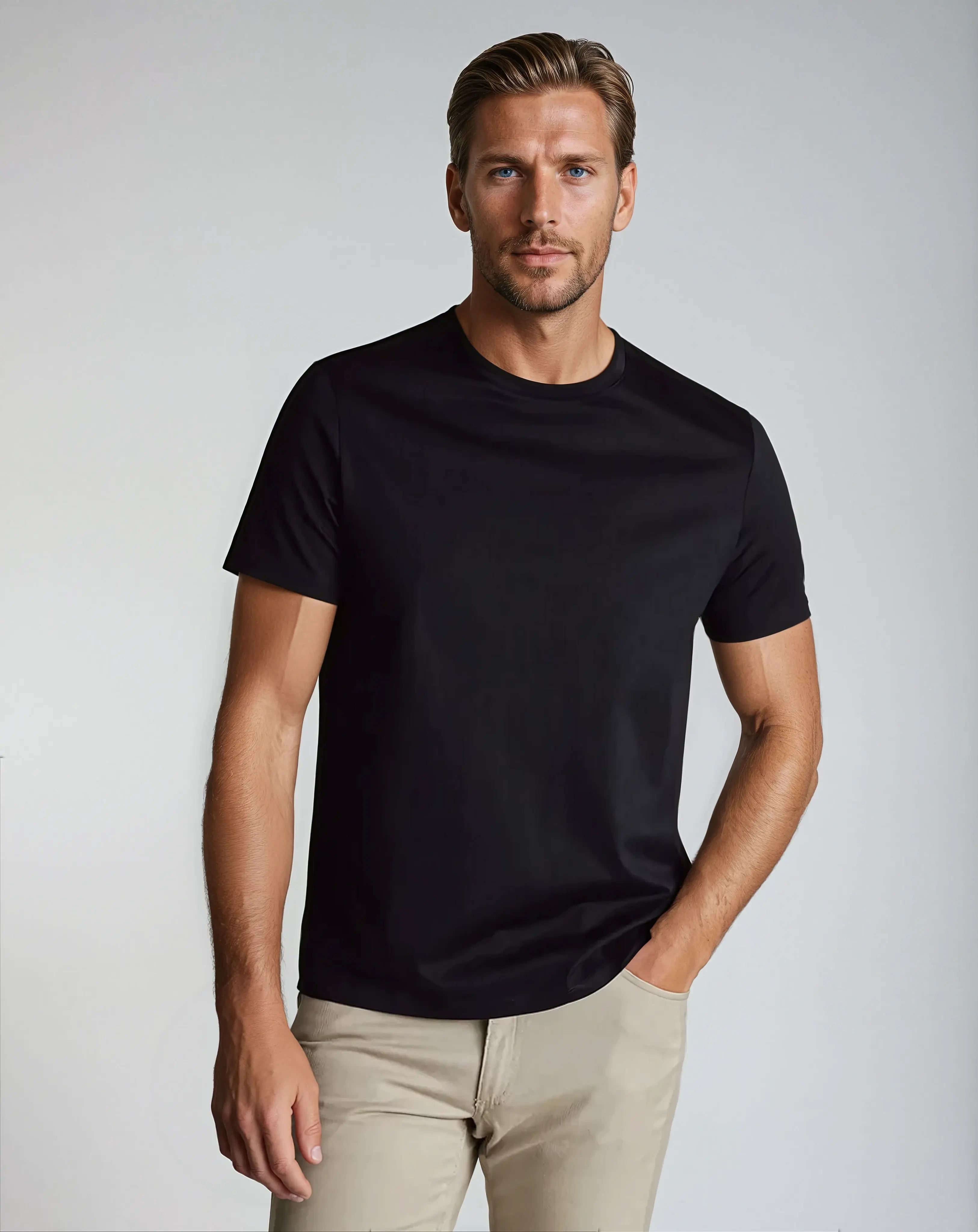 Elias - Zwart Suppima Katoenen T-shirt