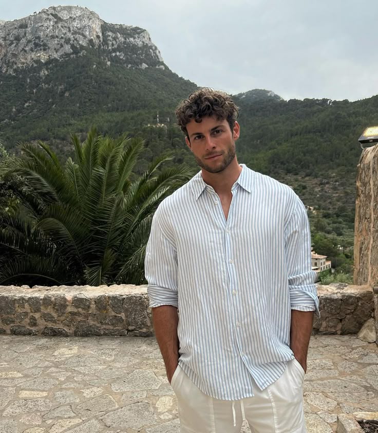 Linnen Zomerhemd Heren – Gestreept Ibiza Look