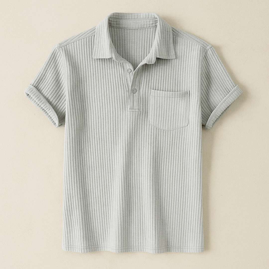 Gestructureerd gebreide zomerpolo shirt 2