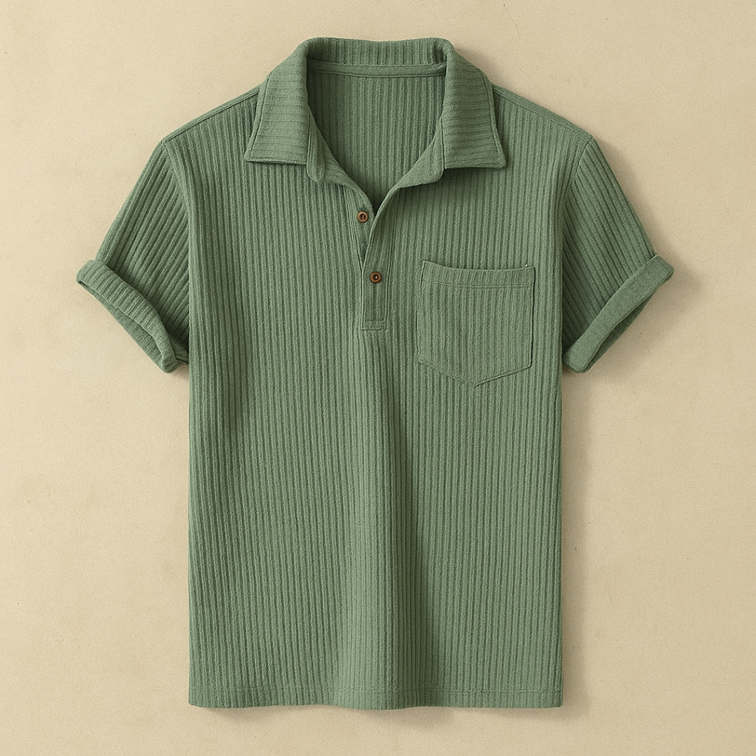 Gestructureerd gebreide zomerpolo shirt 3