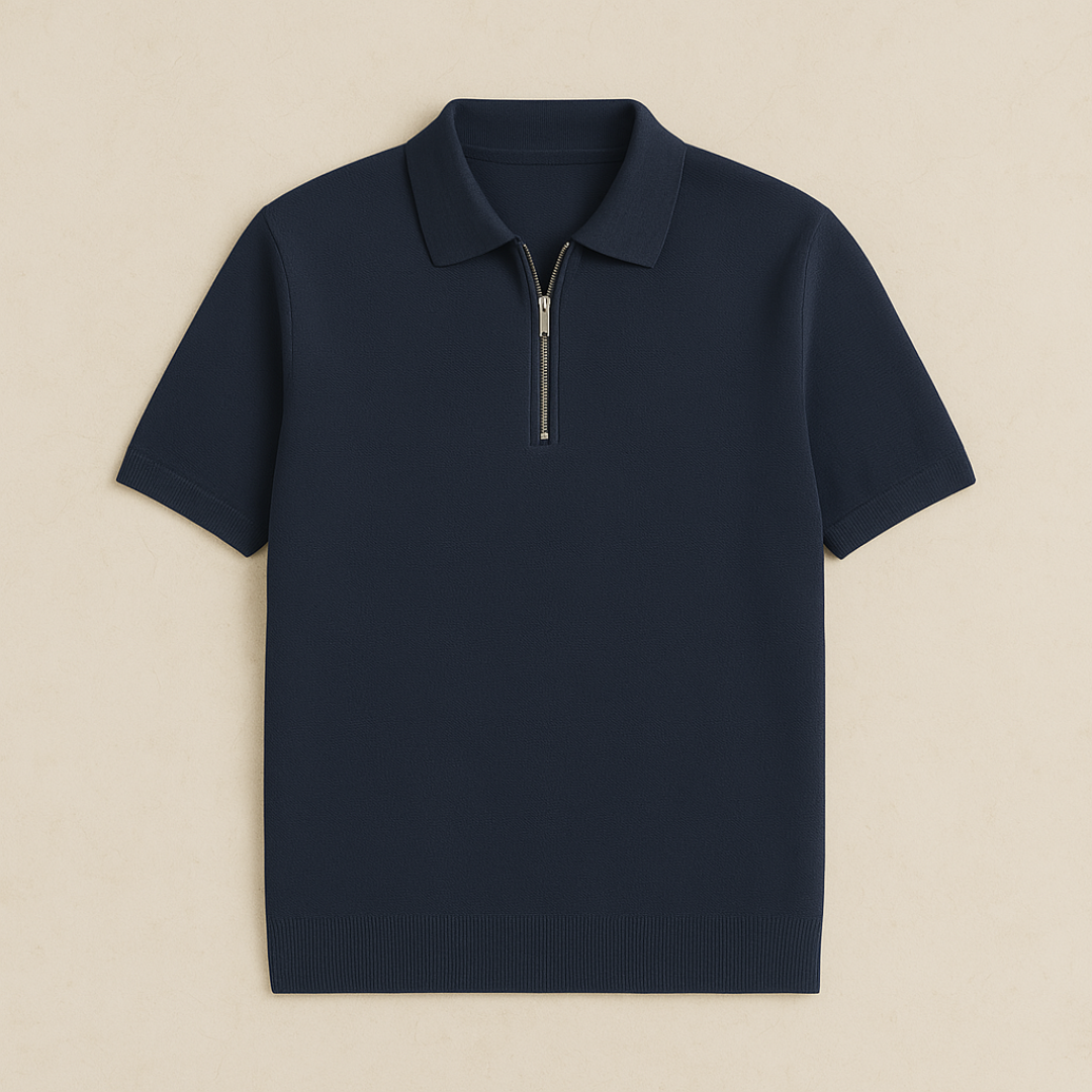 Moderne halfzip gebreide polo 2