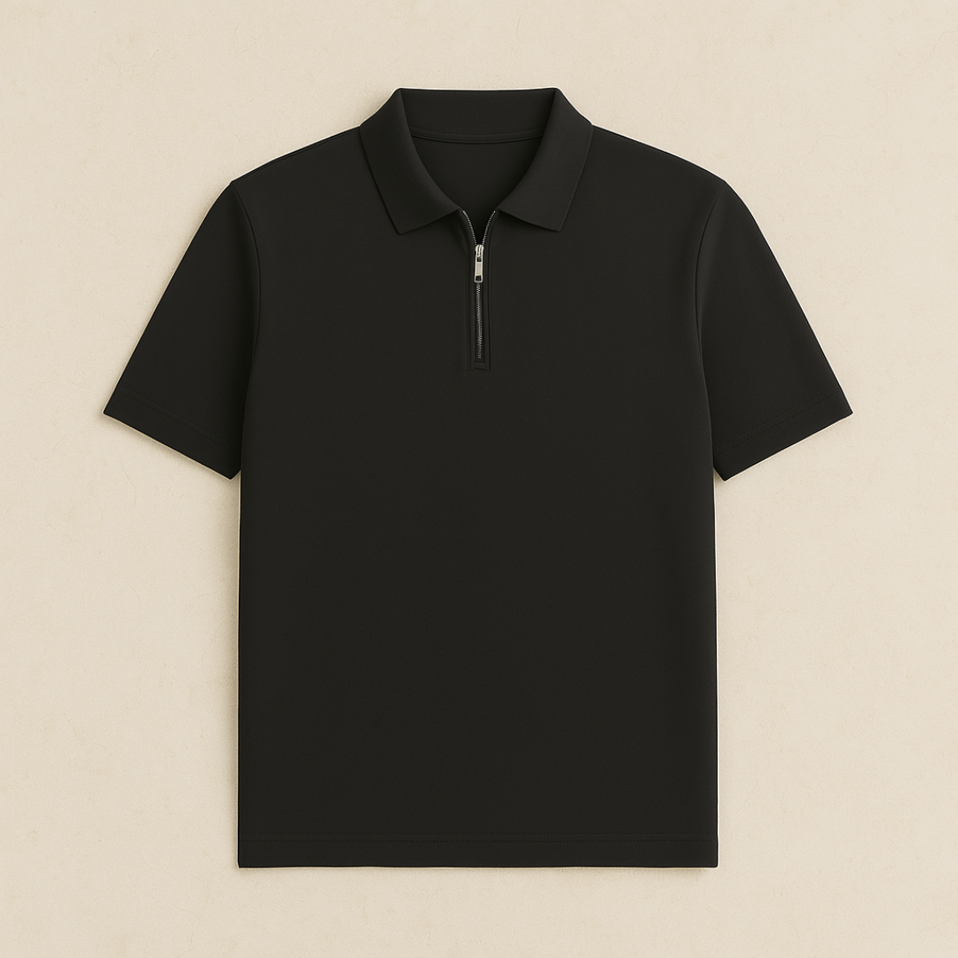 Moderne halfzip gebreide polo 4