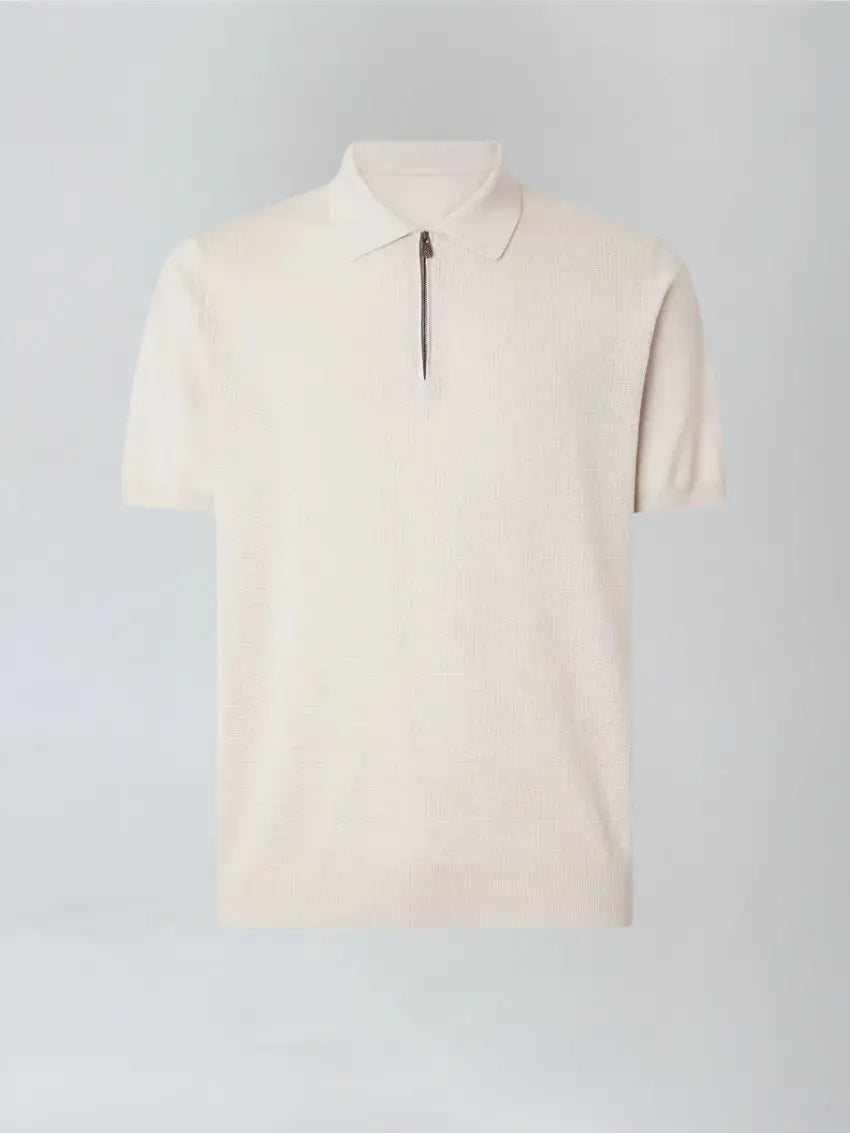 Oud geld beige zip polo 3