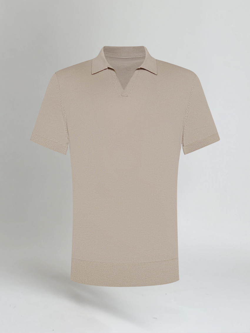 Oud geld taupe buttonless polo 2
