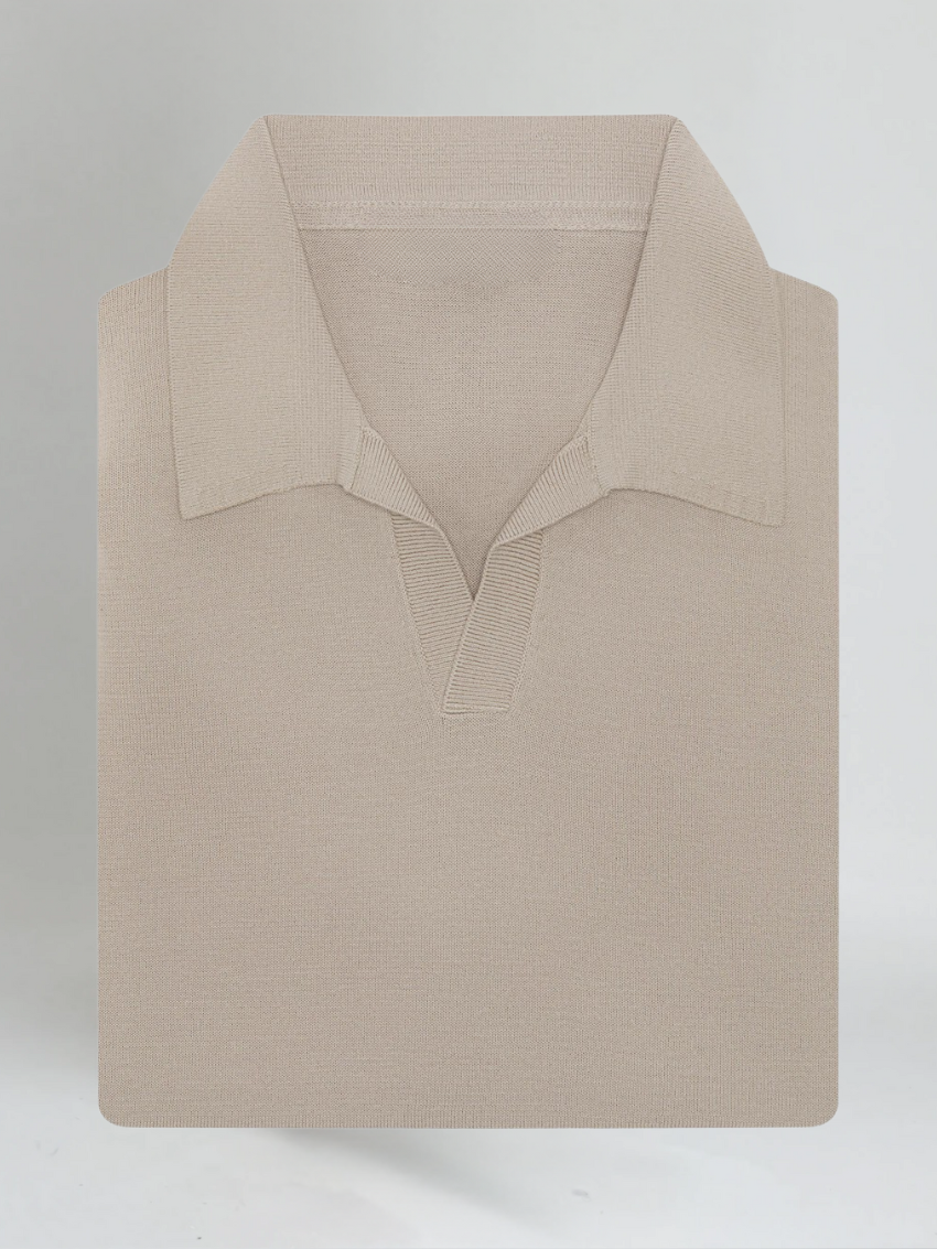 Oud geld taupe buttonless polo 3