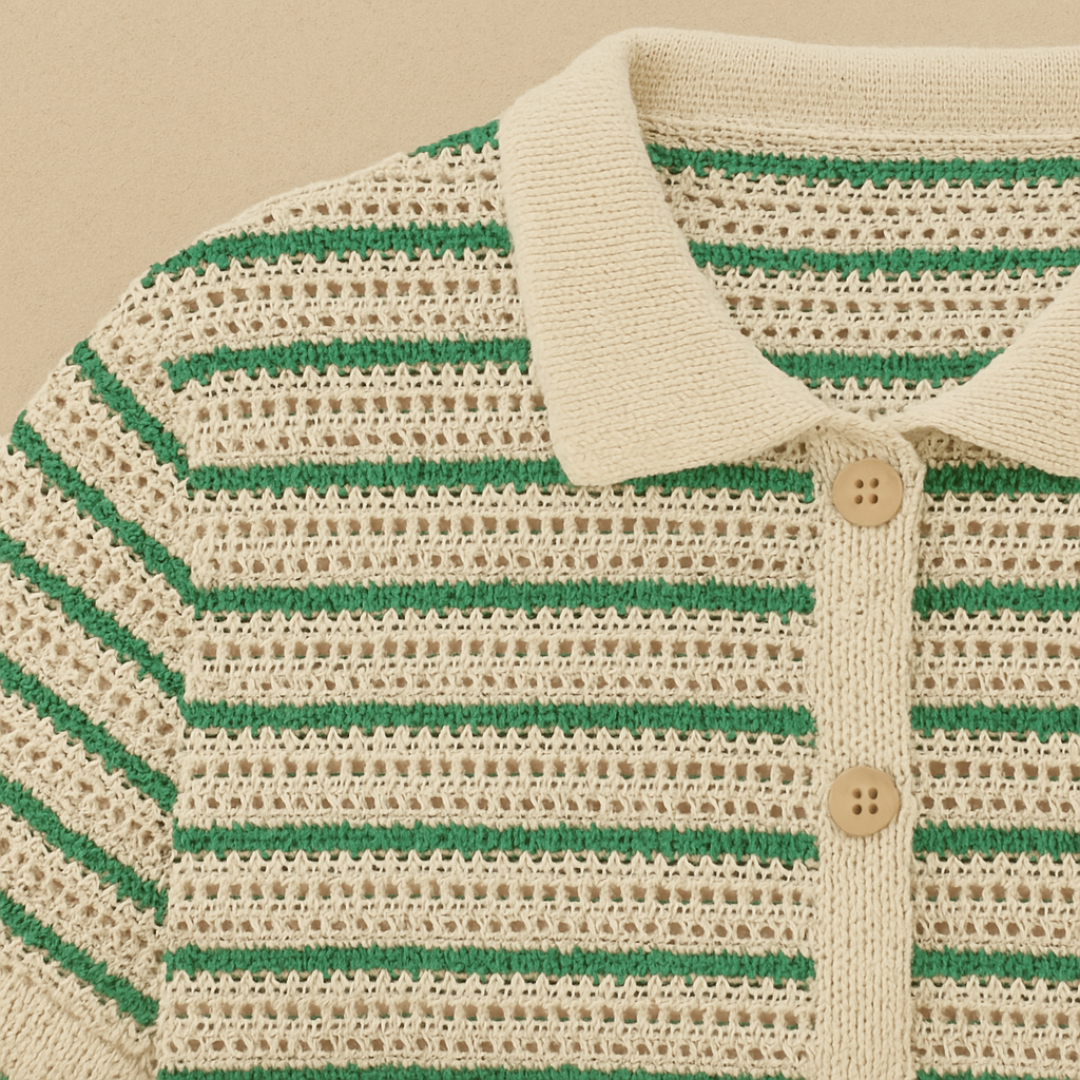Retro-haakpolo met korte mouwen 2