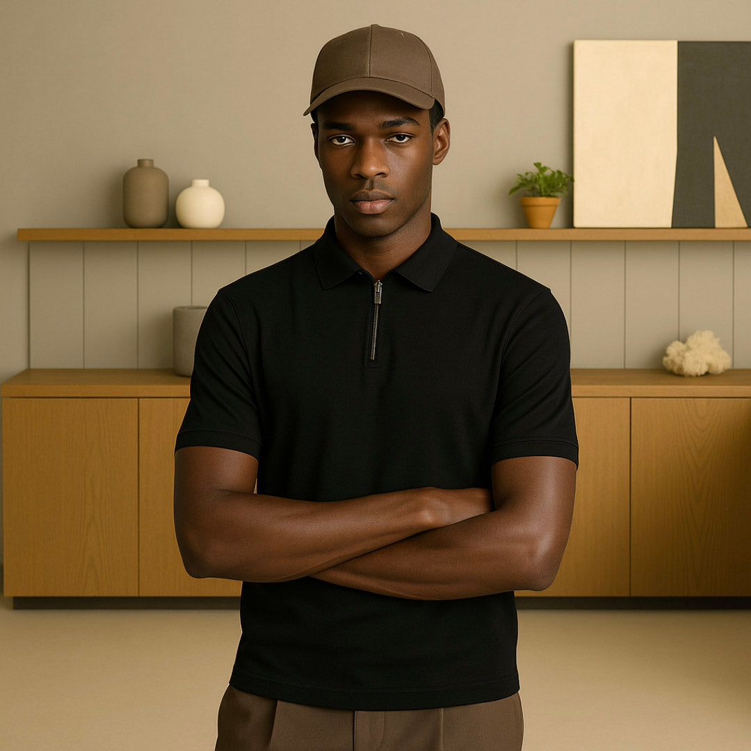 Sporty ritssluiting gebreide poloshirt 2
