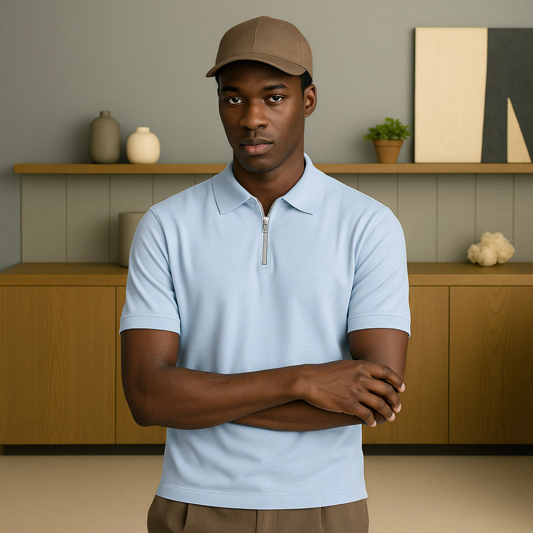 Sporty ritssluiting gebreide poloshirt 4