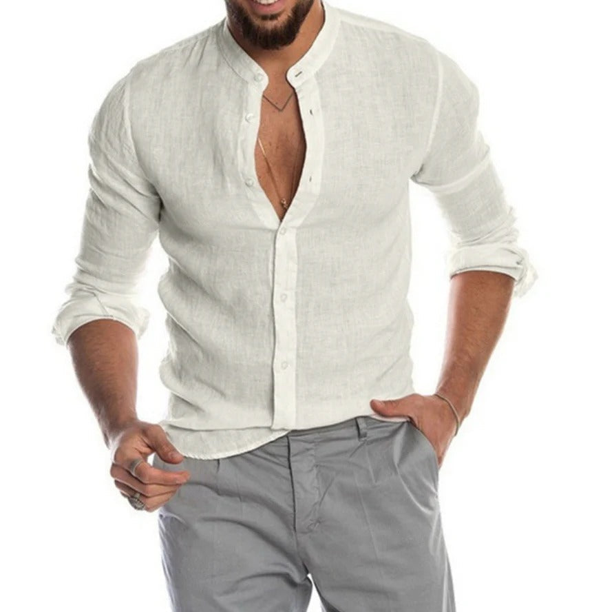 Ademend linnen shirt met korte mouwen 0