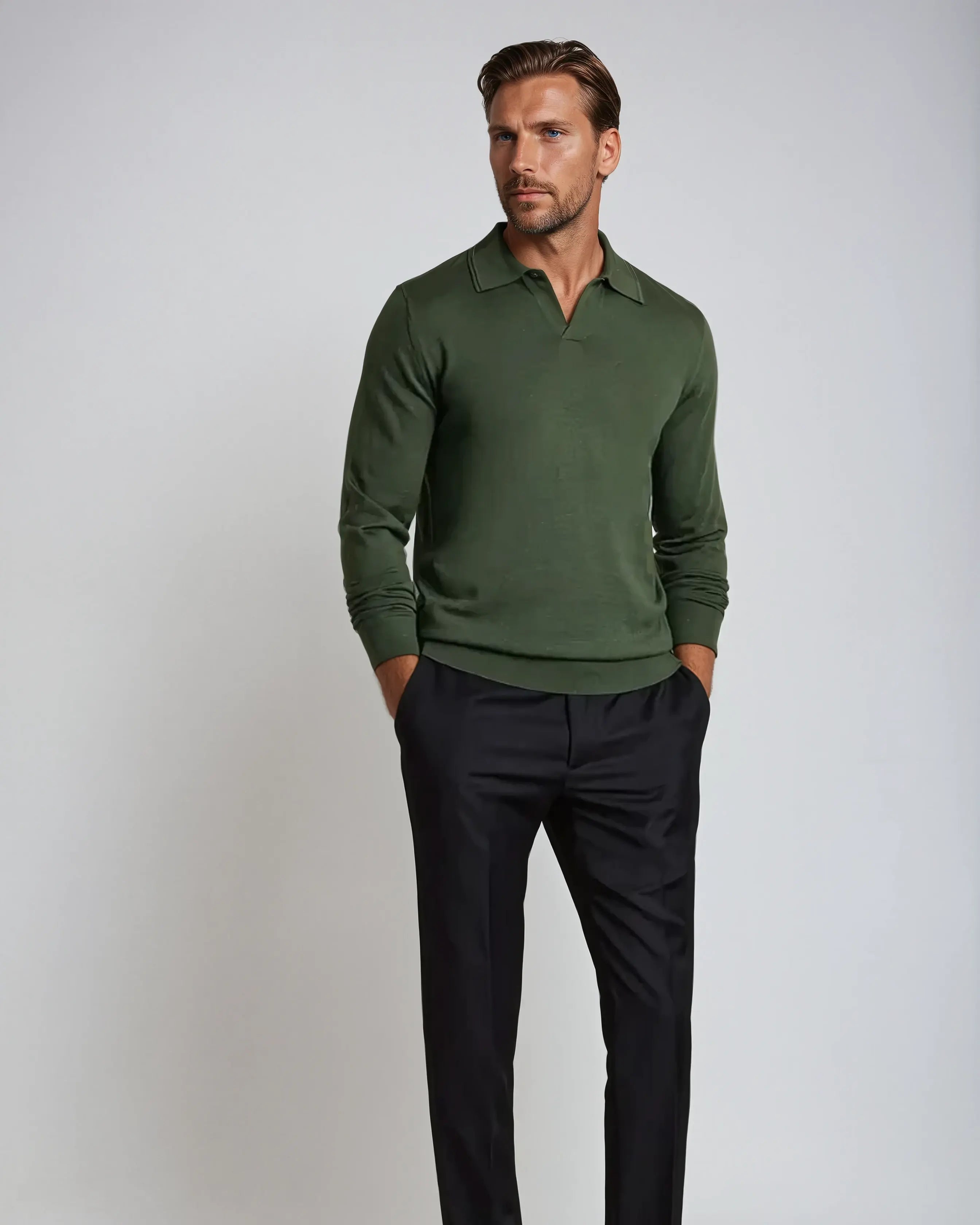 Ansel - knooploze polo met lange mouwen 1