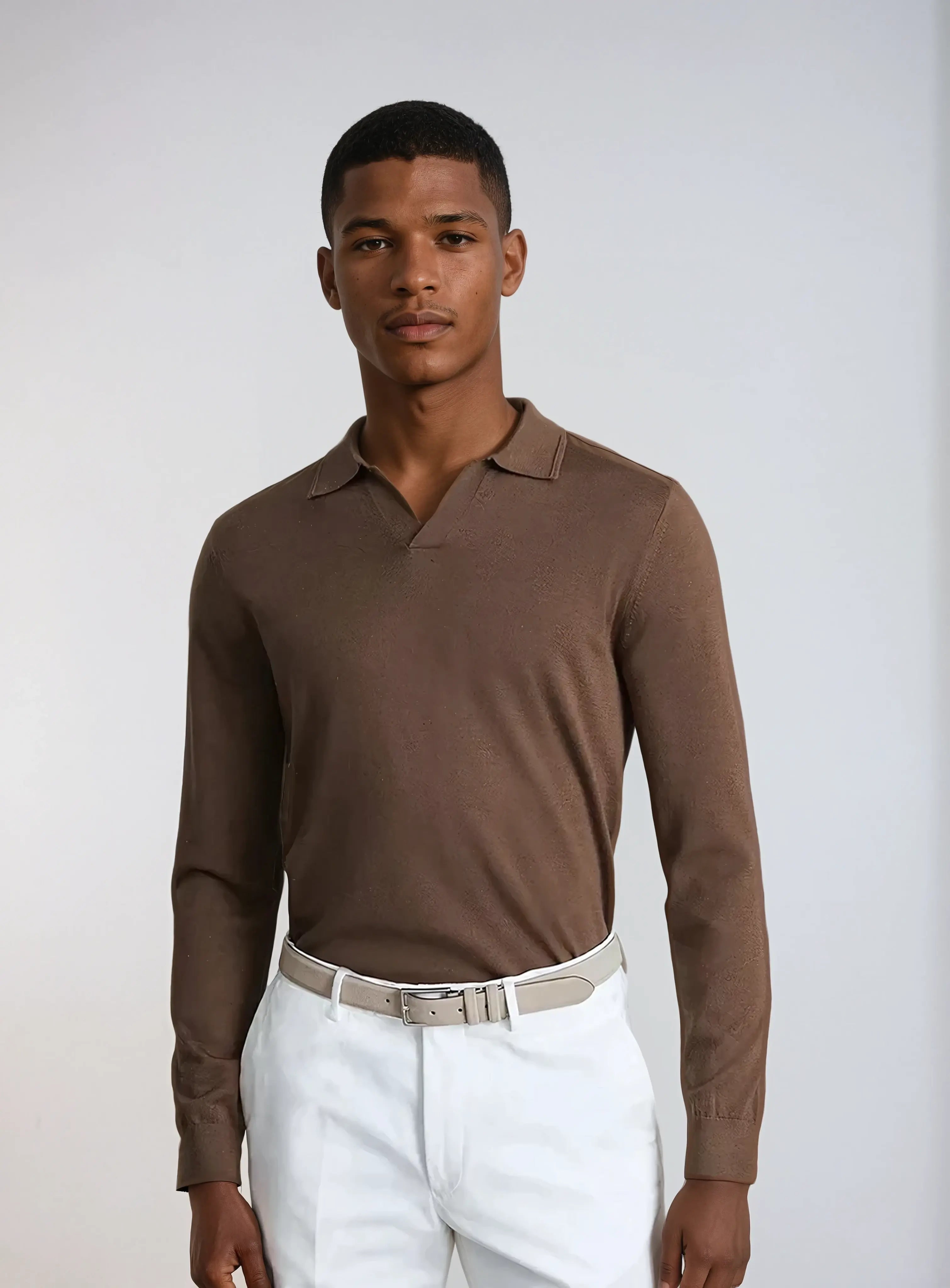 Armand - Minimalistisch katoen met lange mouwen polo 0