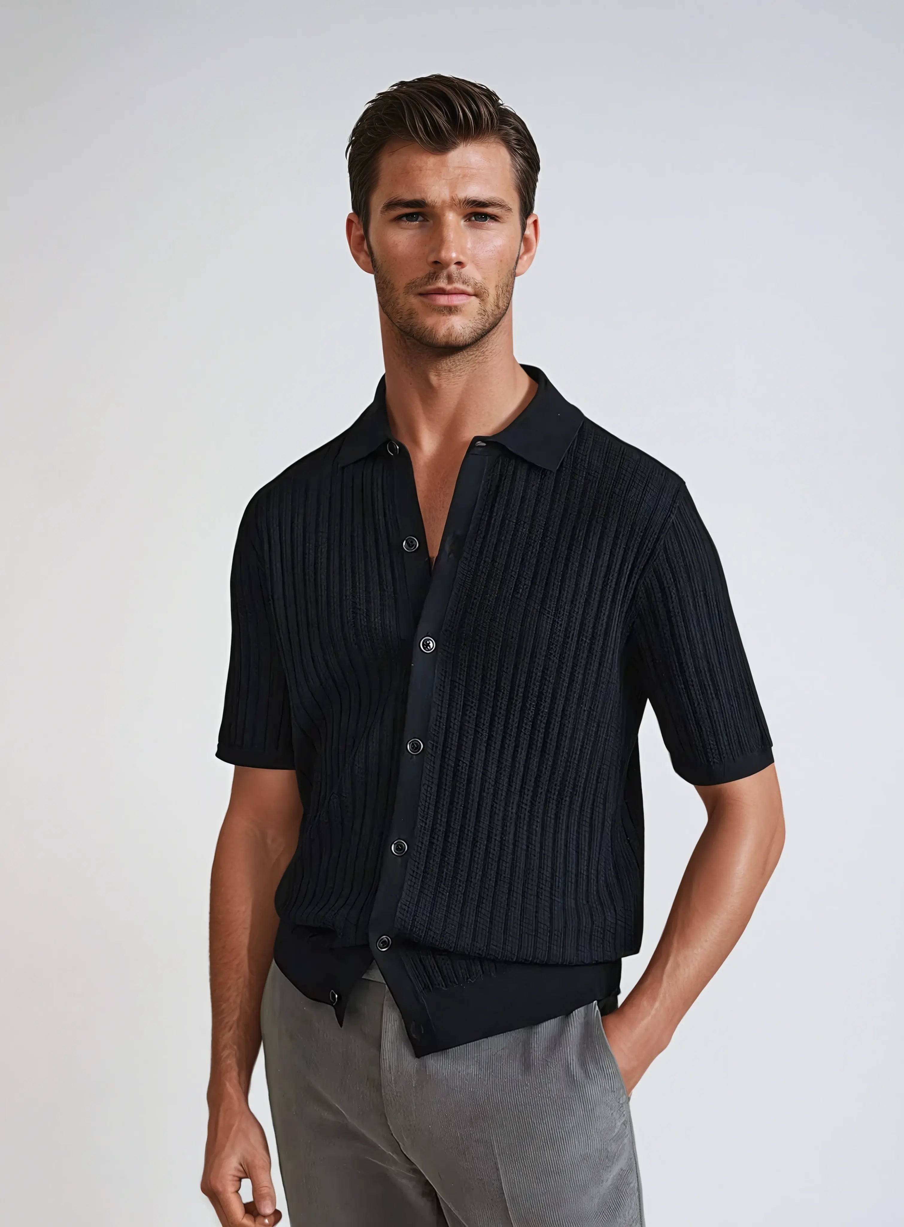 Arthur - Gebreide shirt met korte mouwen 0