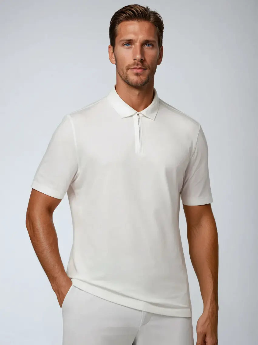 Clarence - White Zipper Polo Shirt 1