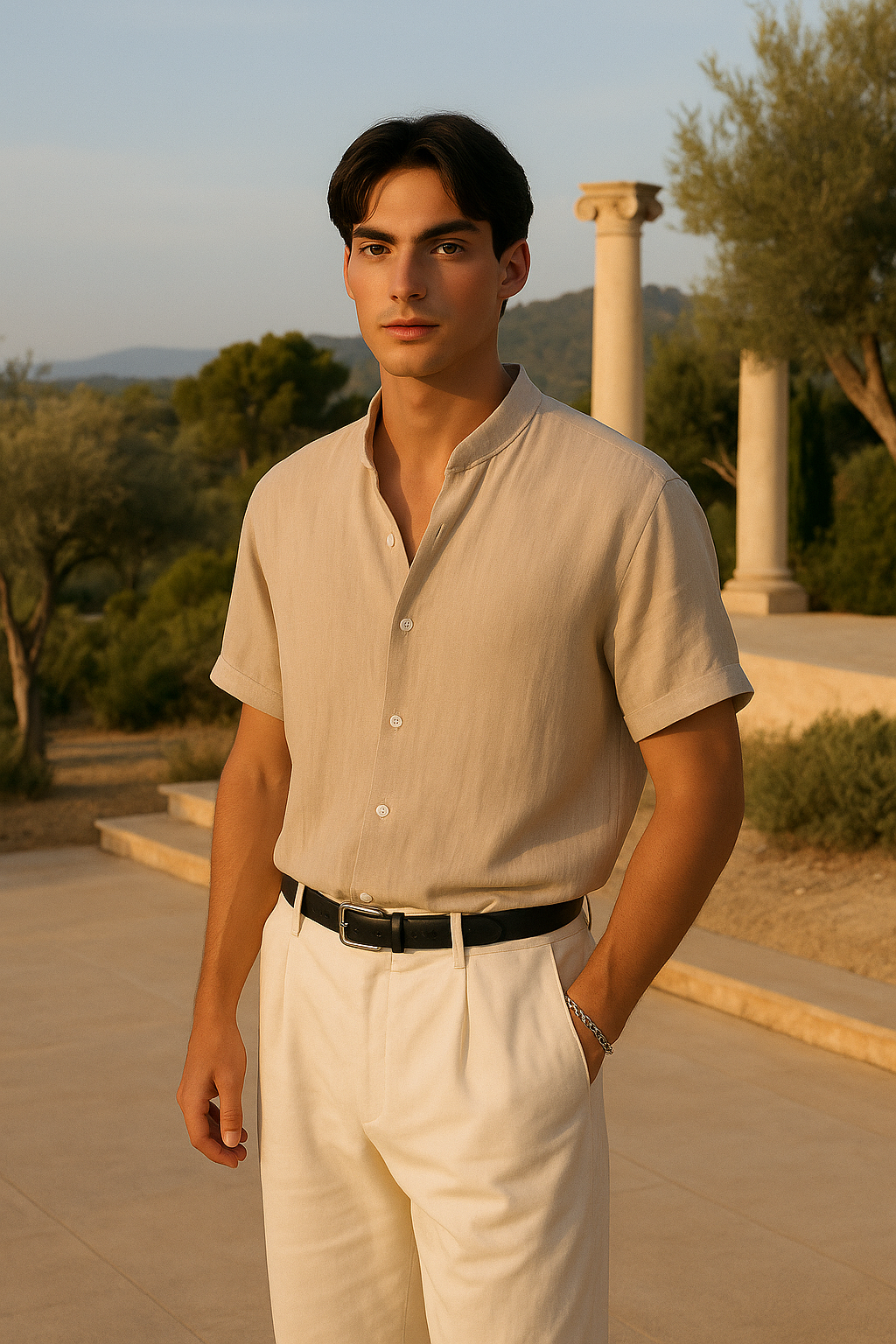 Cody - Linnen Stand Collar Shirt 0