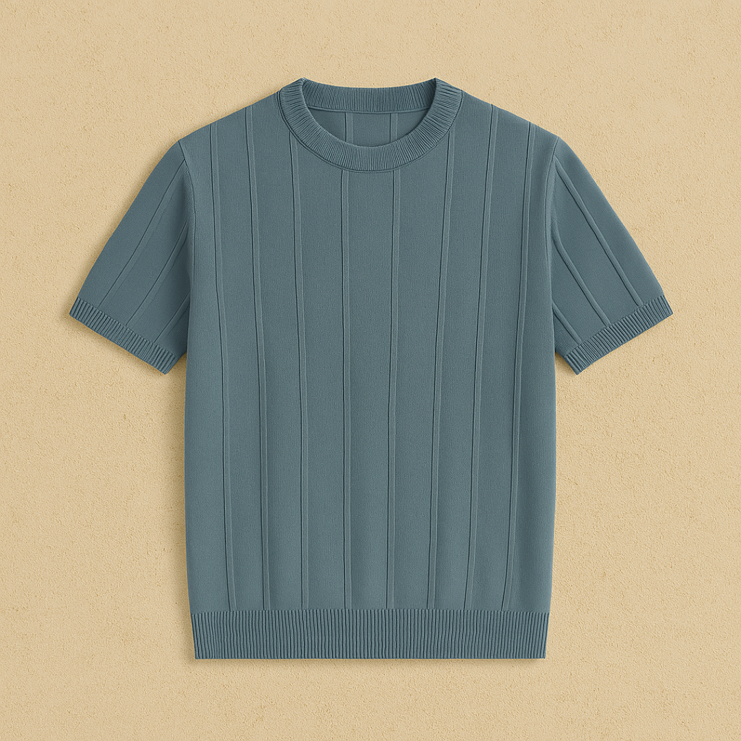 Gebreid T-shirt Heren – Elegante Crewneck Zomerstijl
