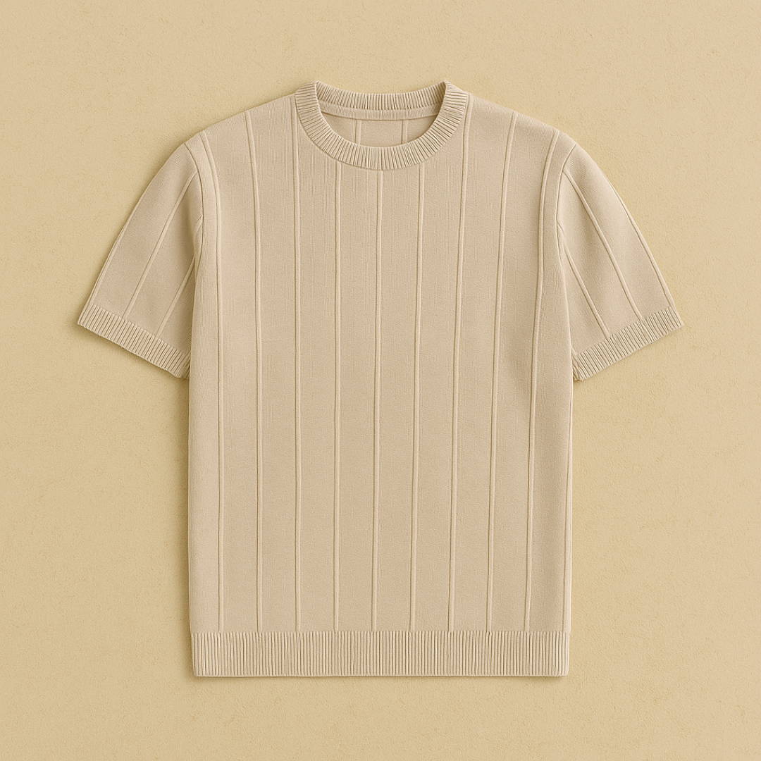 Gebreid T-shirt Heren – Elegante Crewneck Zomerstijl