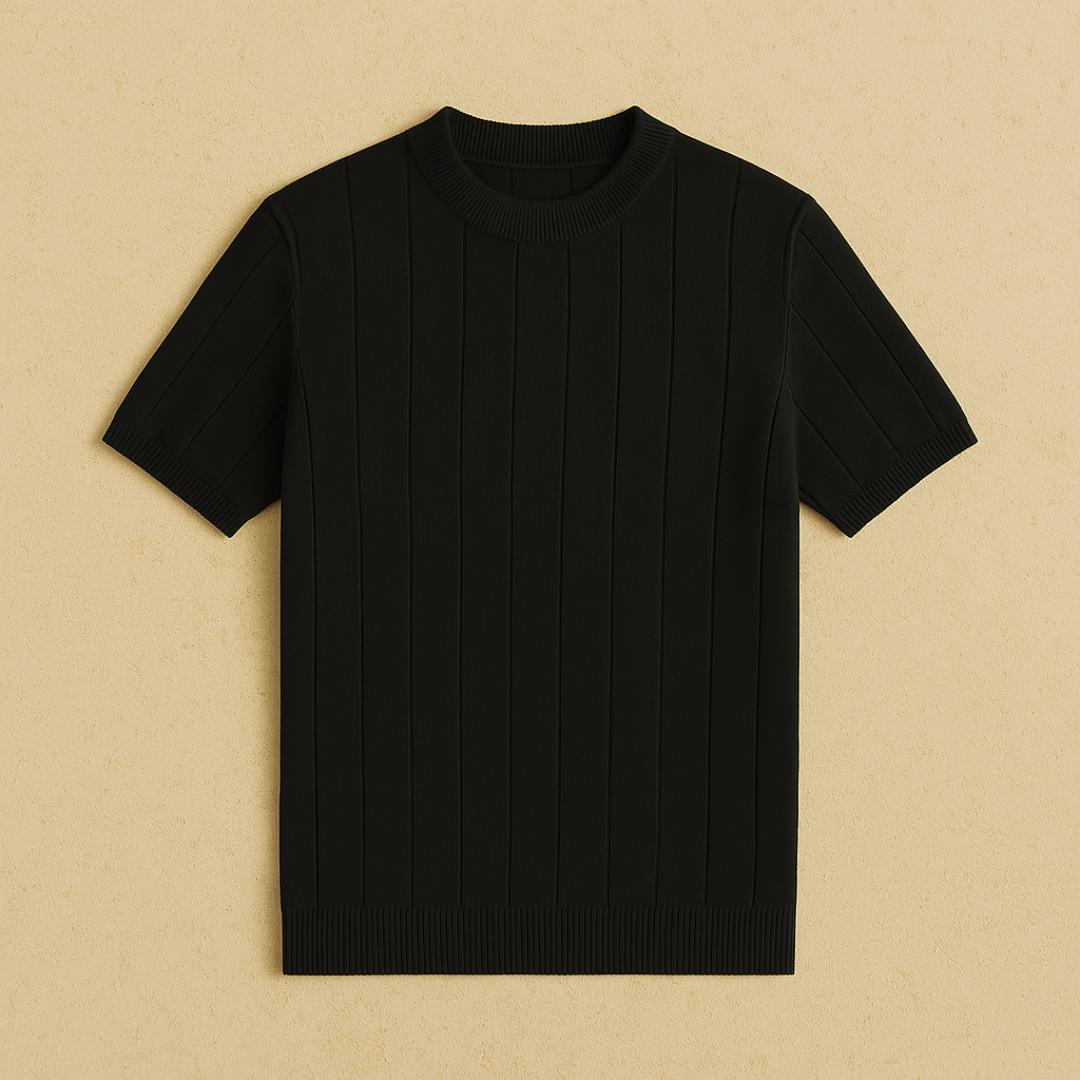 Gebreid T-shirt Heren – Elegante Crewneck Zomerstijl