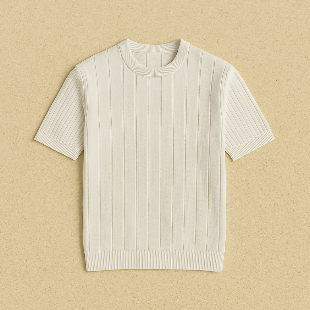 Gebreid T-shirt Heren – Elegante Crewneck Zomerstijl