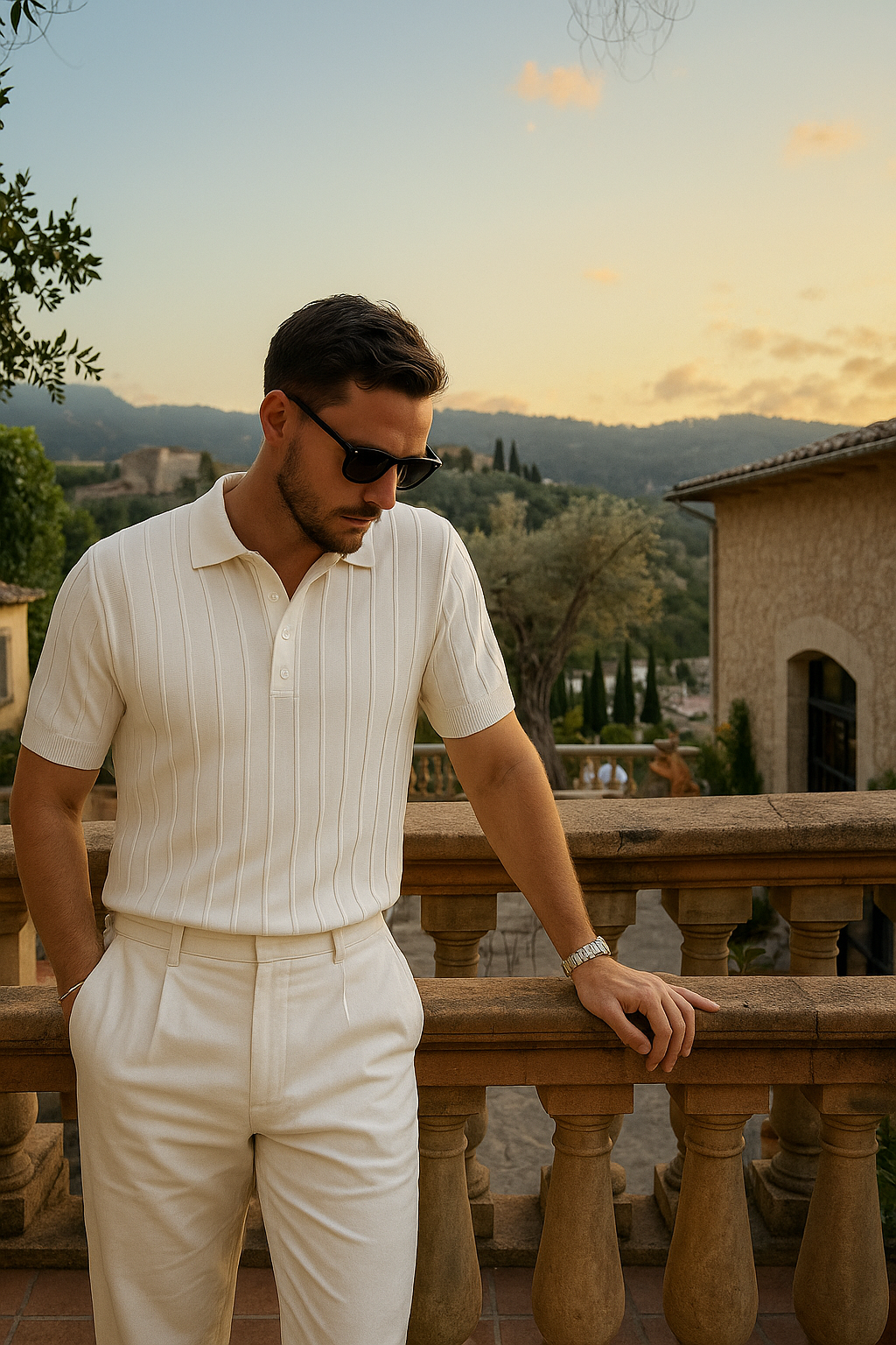 Elegant geribbeld gebreide poloshirt 0