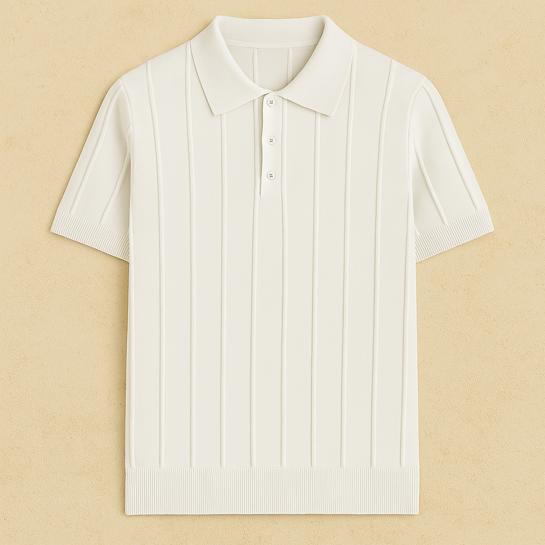 Elegant geribbeld gebreide poloshirt 1