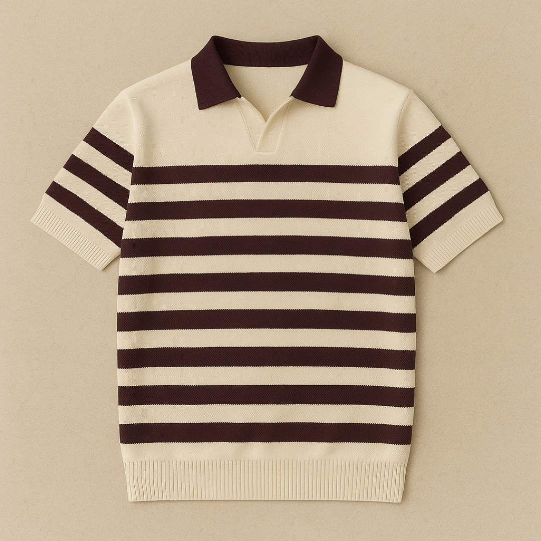 Elegant gestreepte gebreide poloshirt 1