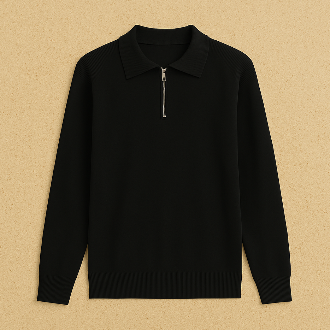 Elegante gebreide polo met lange mouwen 1