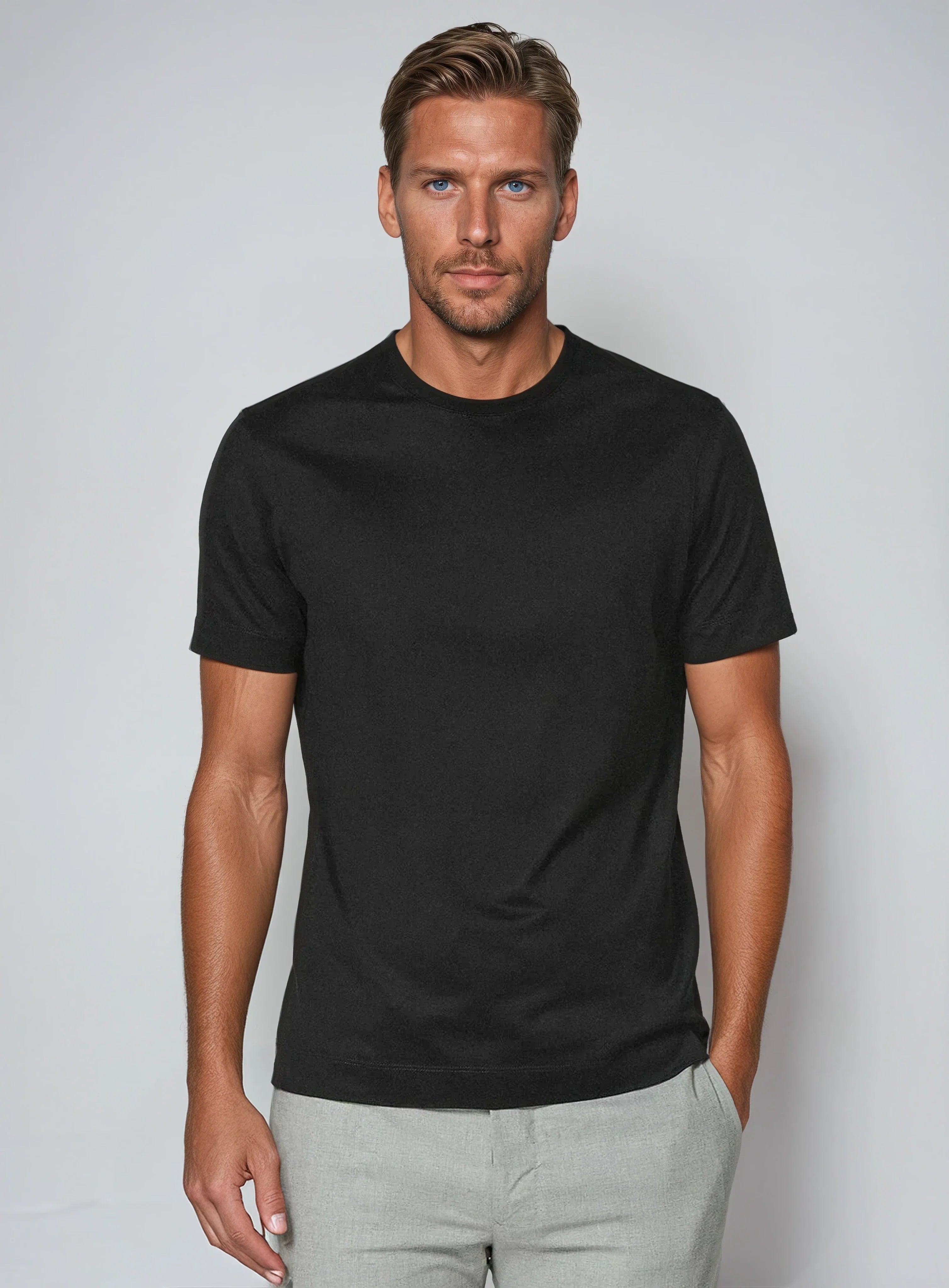 Elias - Zwart Suppima Katoenen T-shirt