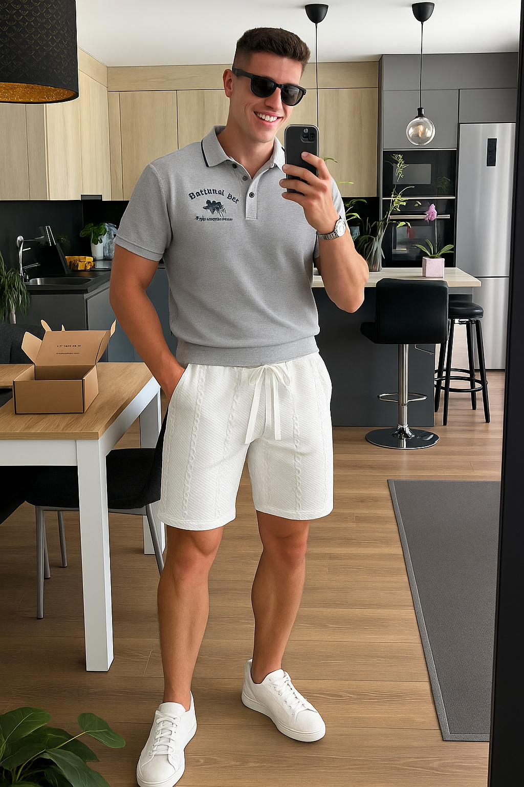 Geborduurd katoen slank Polo 0