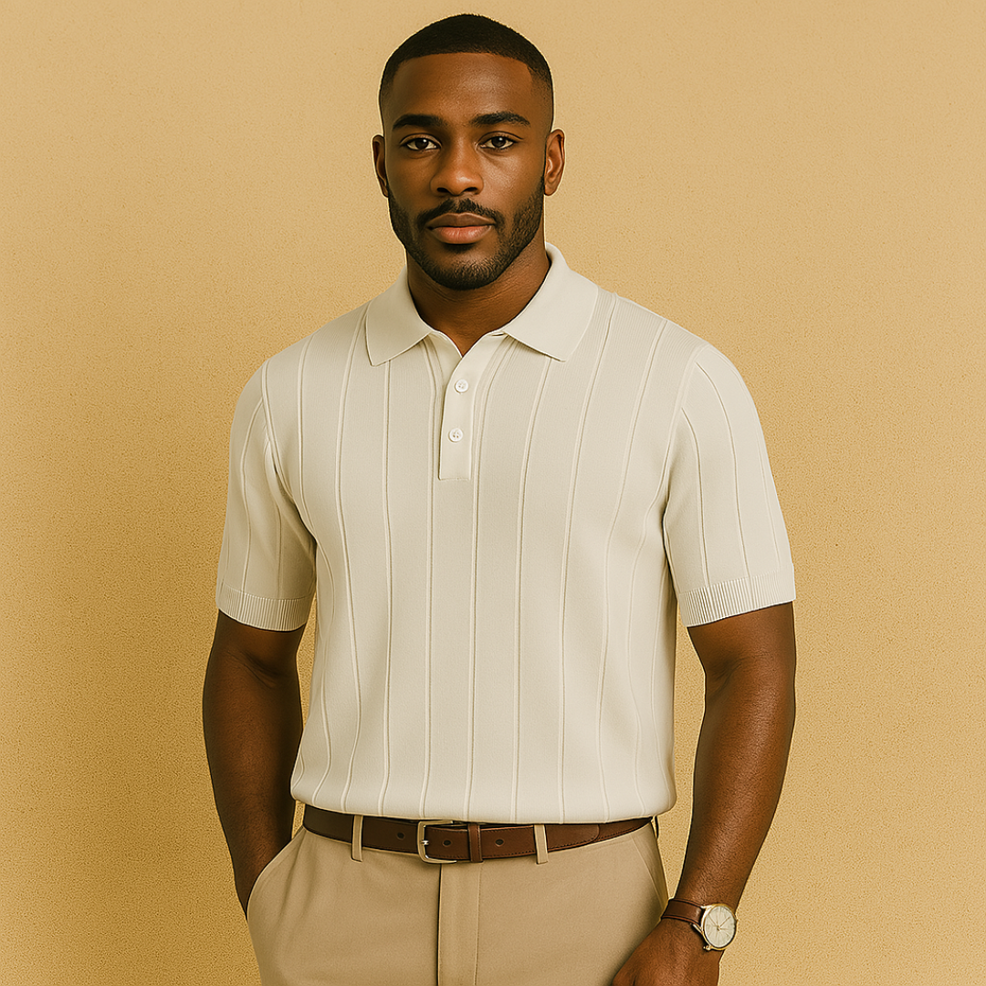 Gerald - geribbeld gebreide poloshirt 1