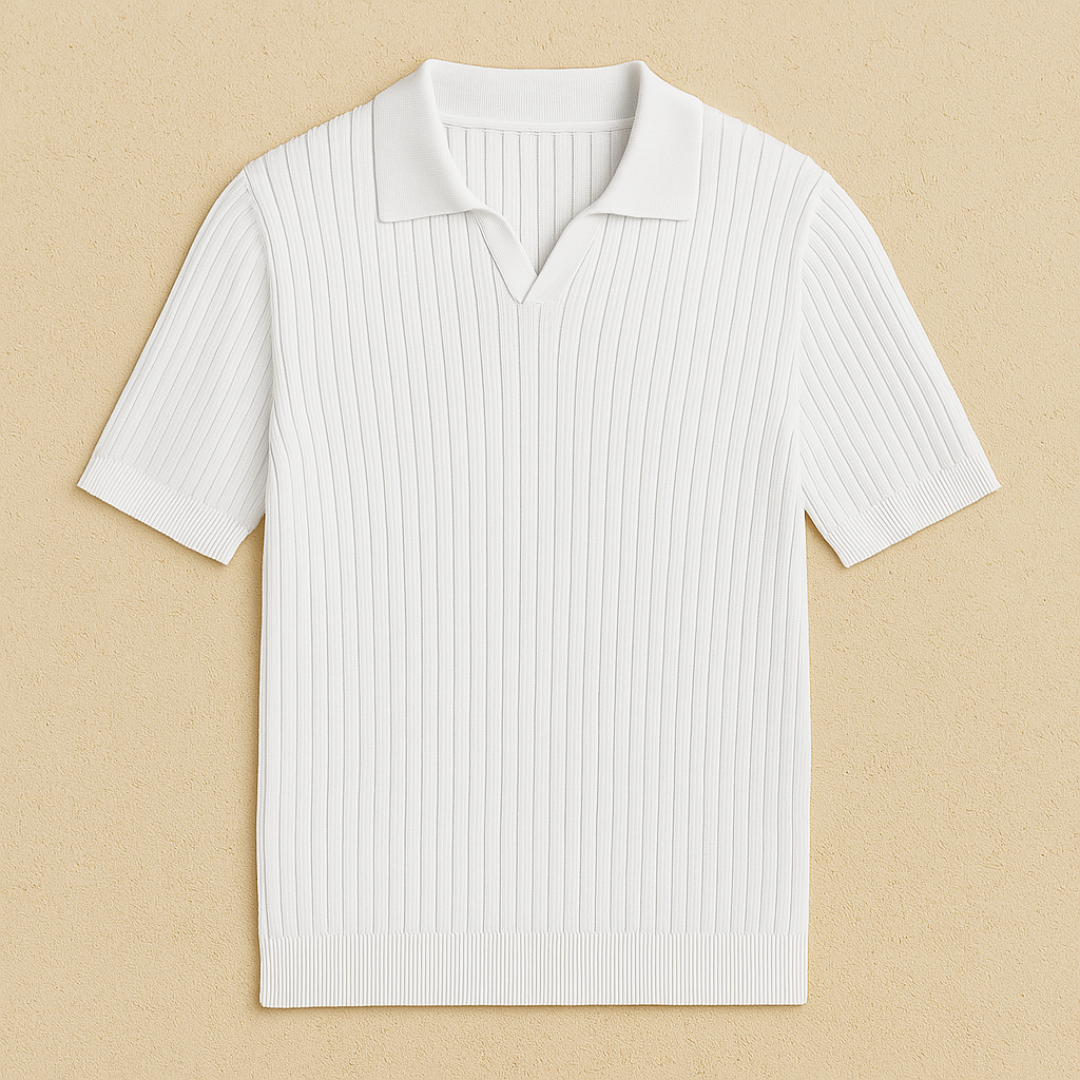 Geribbeld gebreide poloshirt 1
