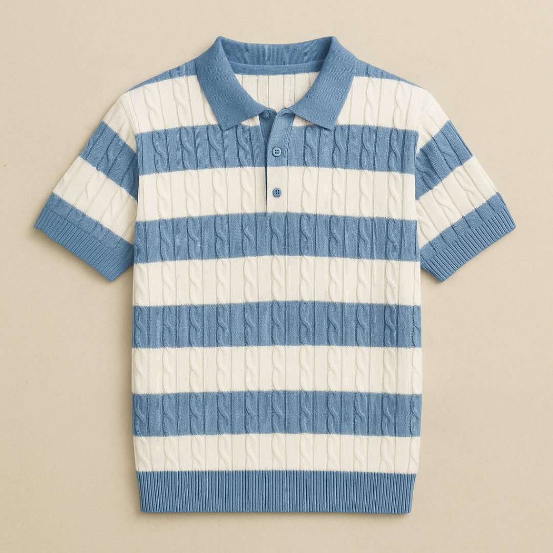 Gestreepte gebreide poloshirt mannen 1