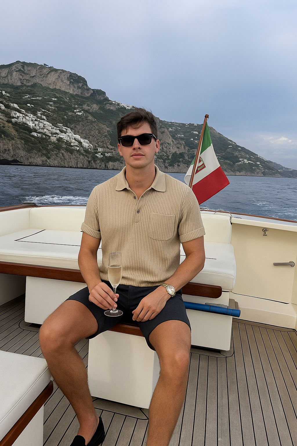 Gestructureerd gebreide zomerpolo shirt 0