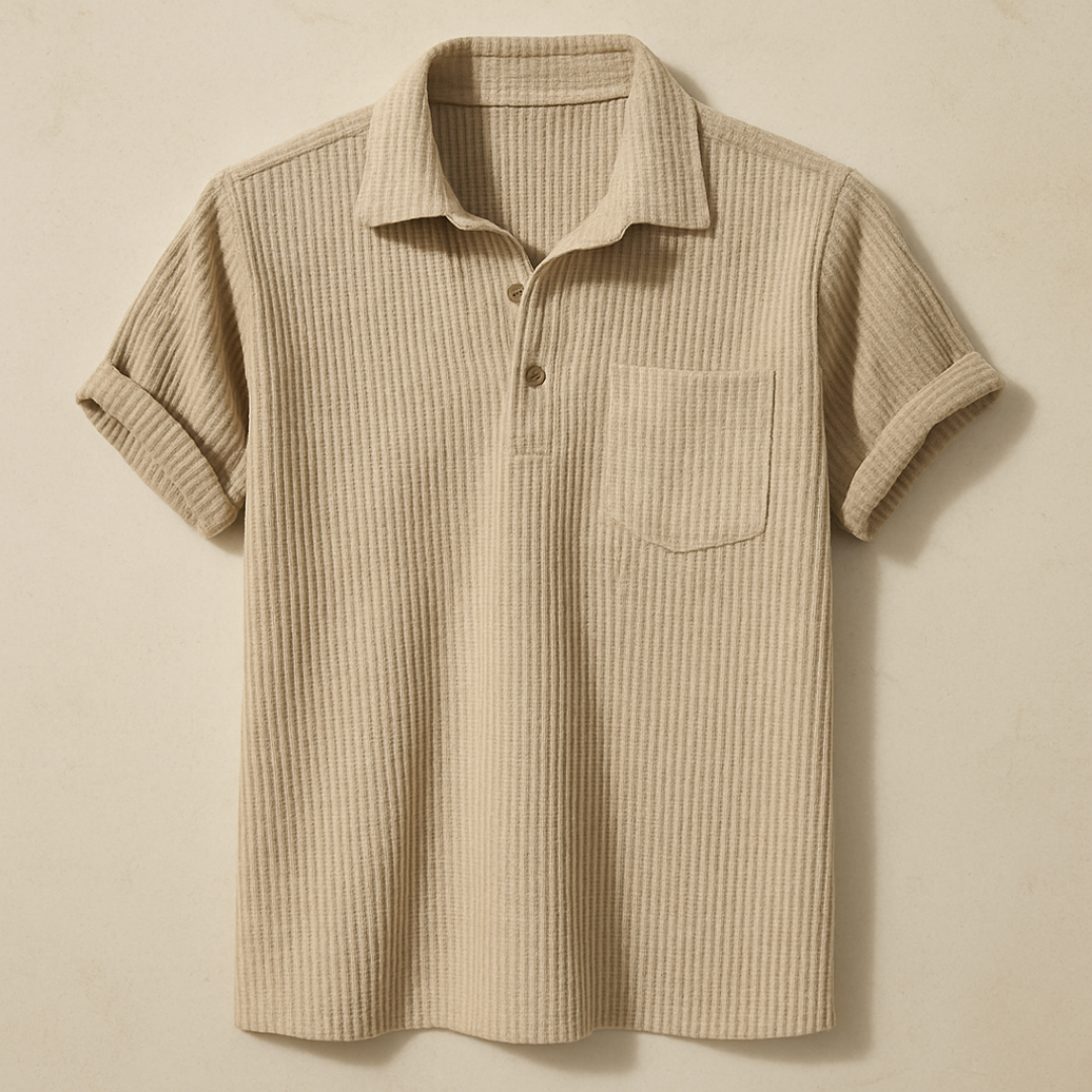 Gestructureerd gebreide zomerpolo shirt 1