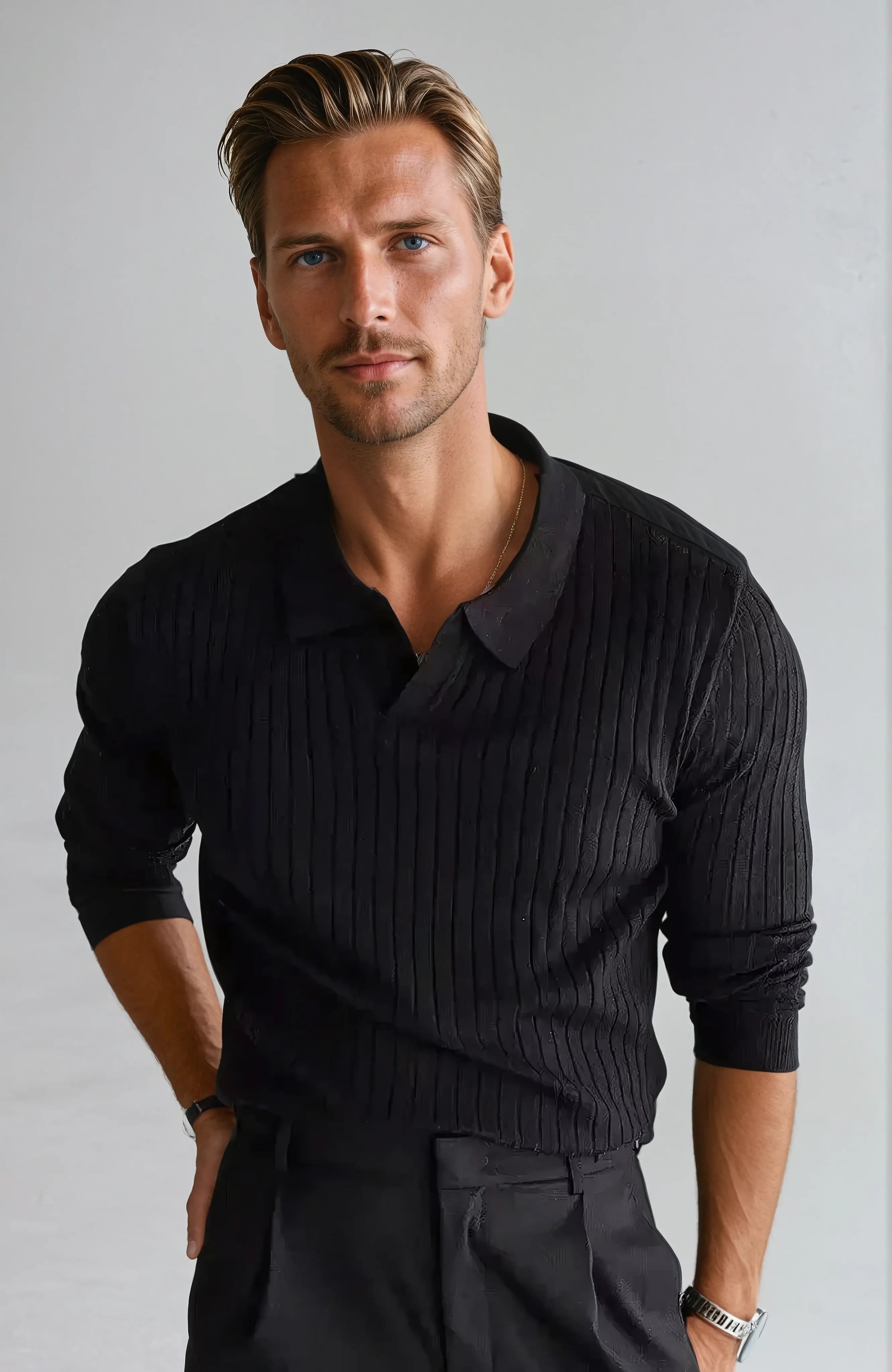 Jasper - retro gestreepte gebreide poloshirt 1