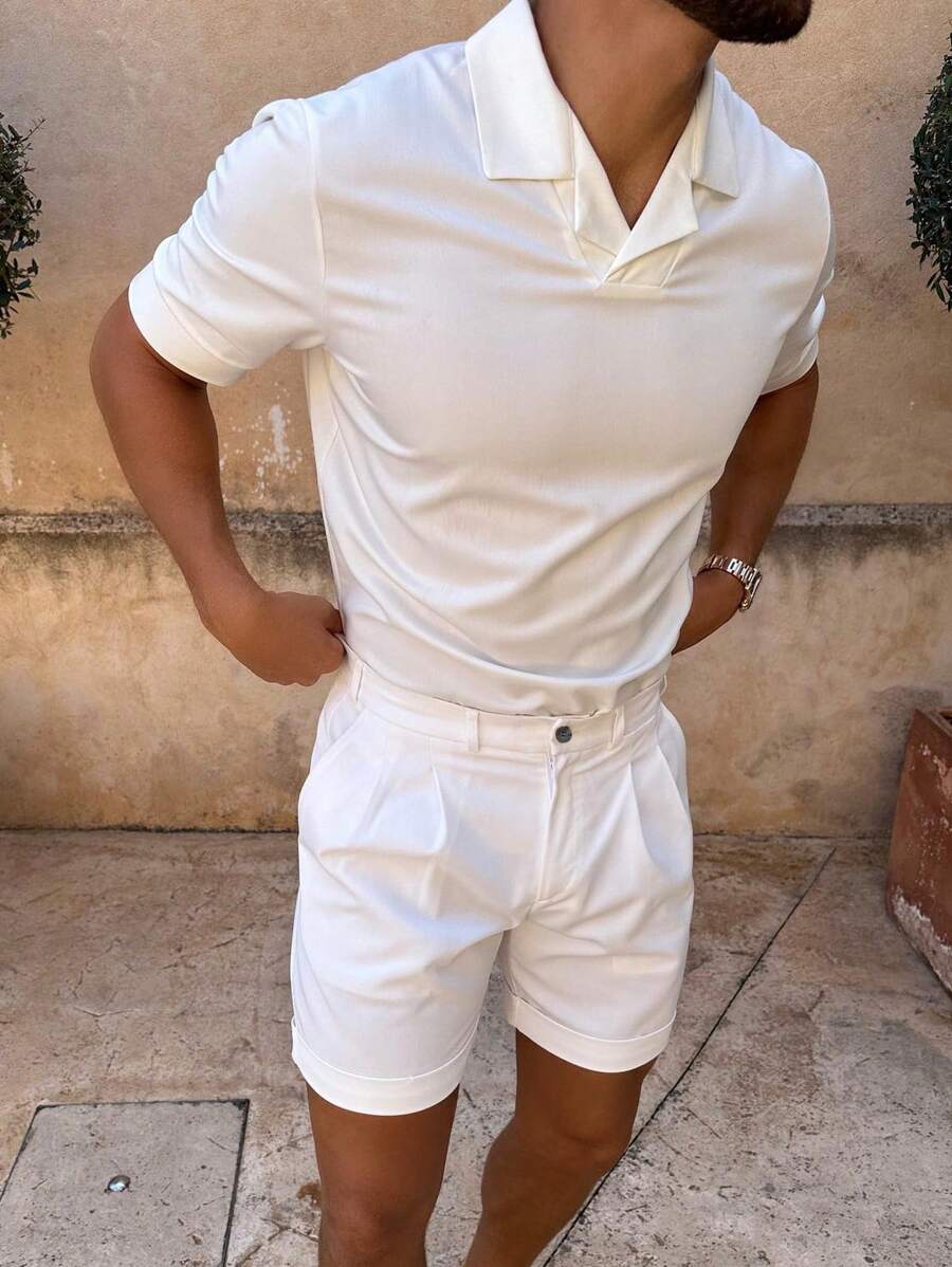 Josh - Casual White Polo Shorts Set 1