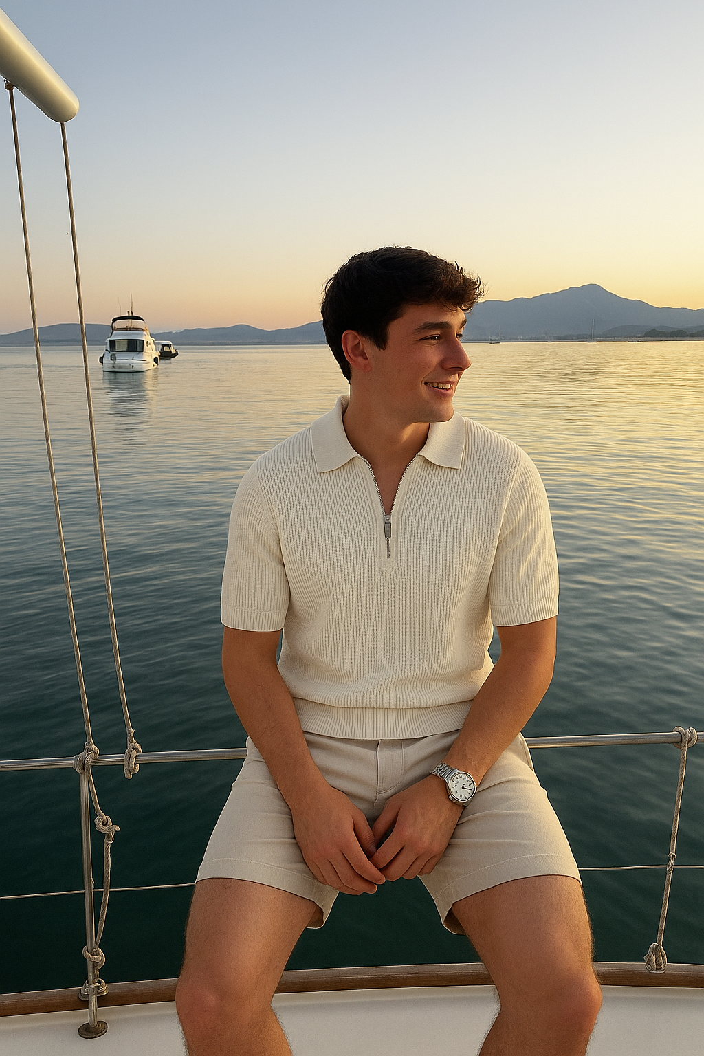 Moderne halfzip gebreide polo 0