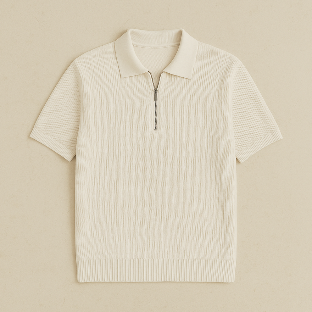 Moderne halfzip gebreide polo 1