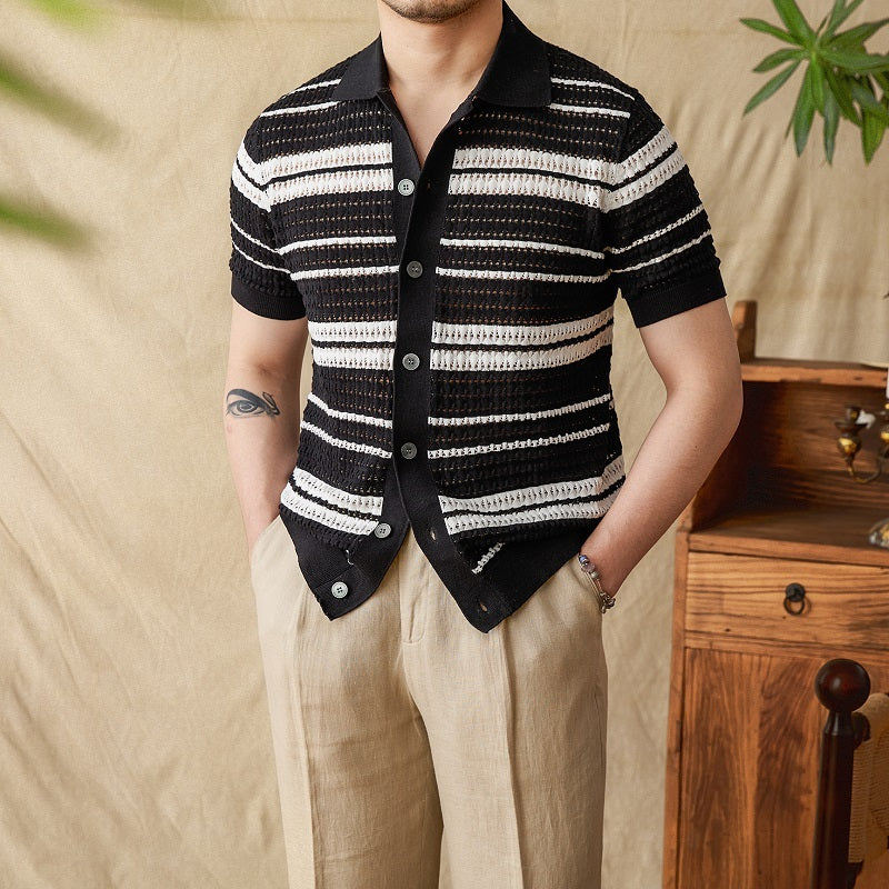 Oud geld gestreept poloshirt 0