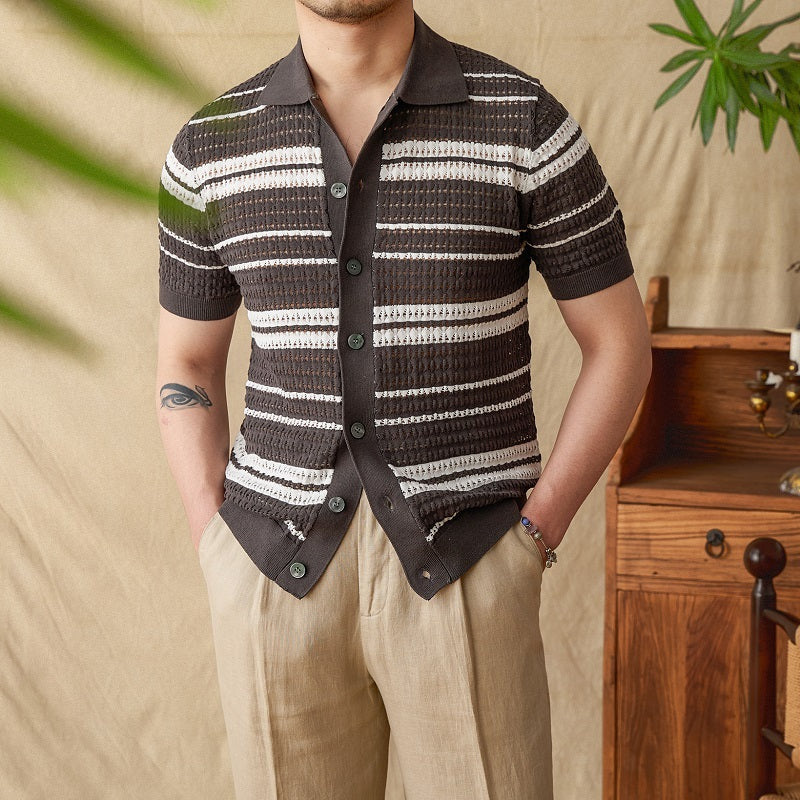 Oud geld gestreept poloshirt 2
