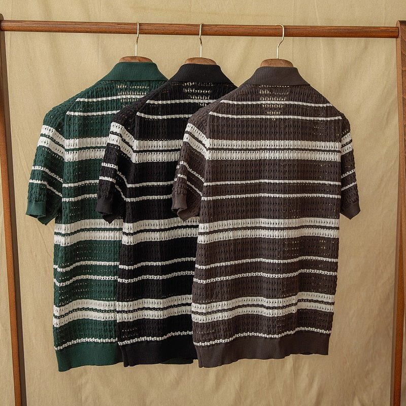 Oud geld gestreept poloshirt 6