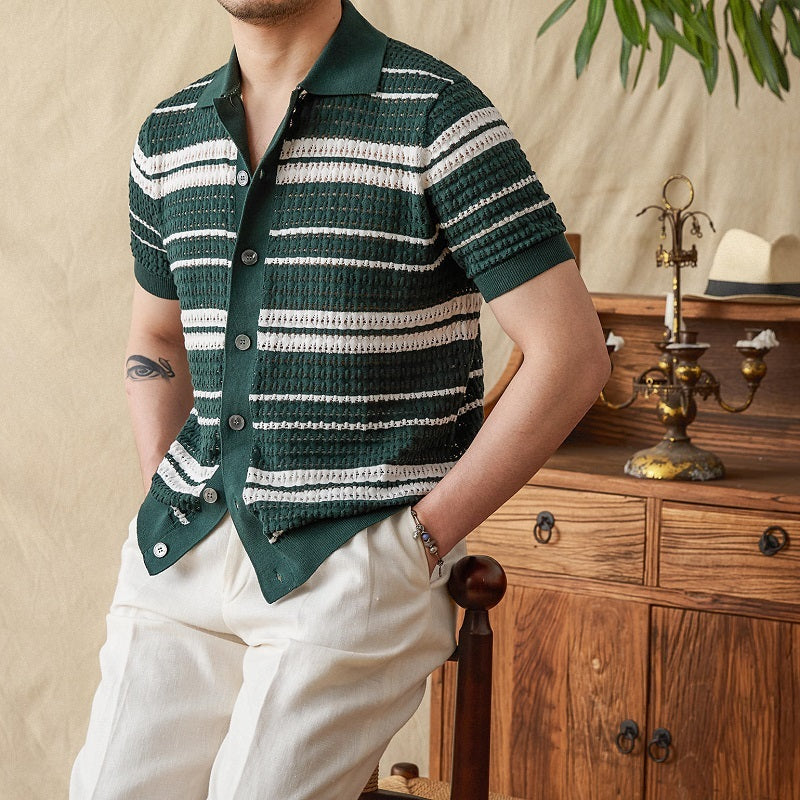 Oud geld gestreept poloshirt 8