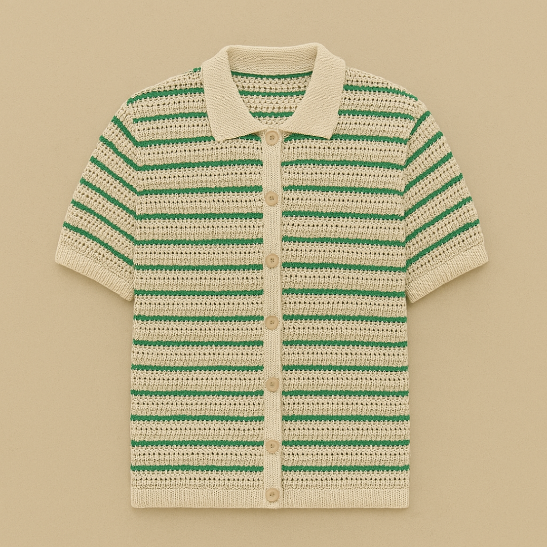Retro-haakpolo met korte mouwen 1