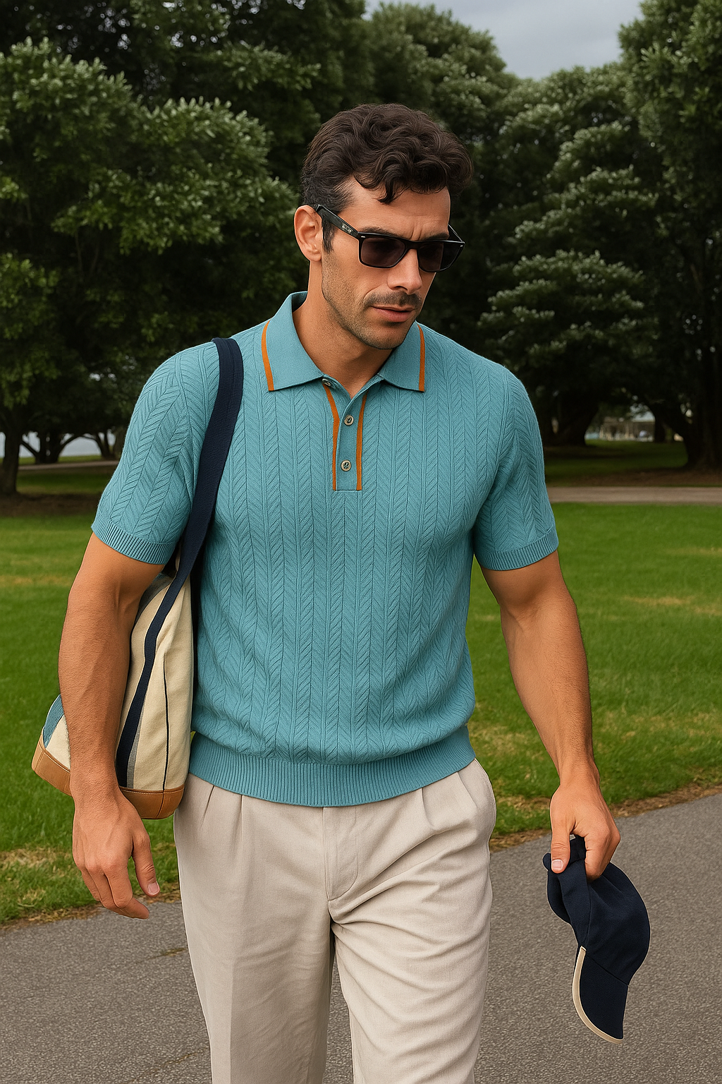 Vintage-geïnspireerd gebreide poloshirt 0